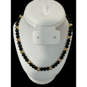 Napier Black & Gold Bead 18” Necklace Vintage